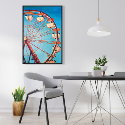 Ferris Wheel by a Beautiful Day - Coral Framed Canvas Decor