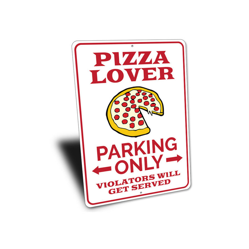 Enseigne de pizza en aluminium pour les amateurs de pizza, H 14 po x l 10 po x P 0,04 po