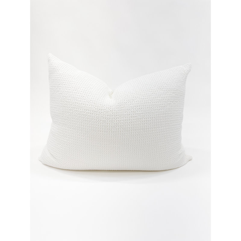 White Cotton Waffle Down Alternative Euro Pillow