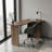 Fluida Modern Desk with Curved Design and Wood Grain Finish 47.24" W