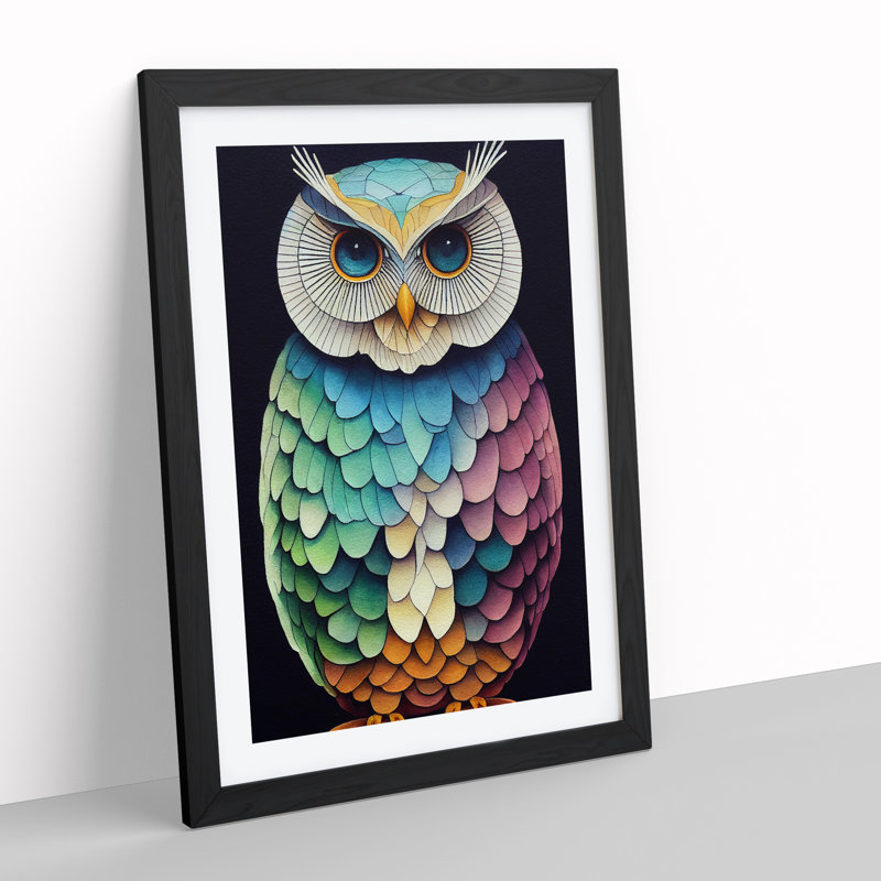 An Incredible Owl - Single Picture Frame Print, 64cm H x 46cm W x 2cm D, Black Framed
