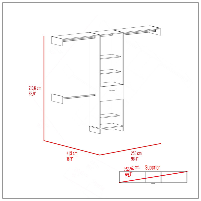 Système de rangement pour 250 personnes, chambre à coucher, noir, Noir