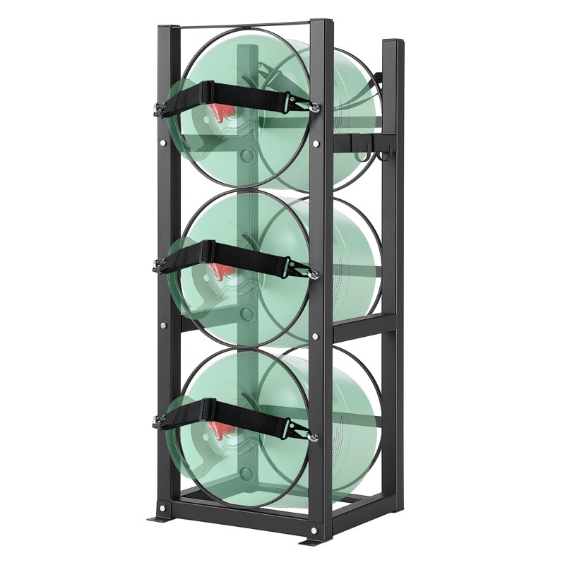 Support de réservoir de réfrigérant robuste à 3 niveaux pour le transport de véhicules, support de bouteille de gaz en acier avec sangles en nylon pour le fréon, l'oxygène, l'azote