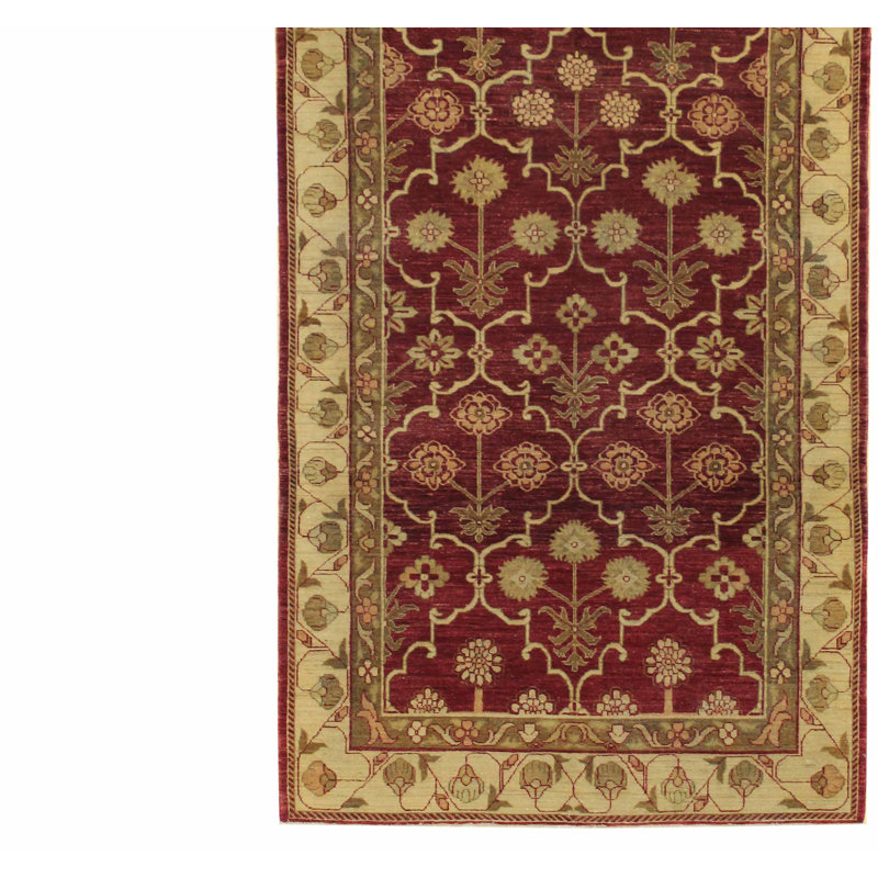 Tapis unique rouge / vin / ivoire 4 pi x 9 pi 8 po Moghul
