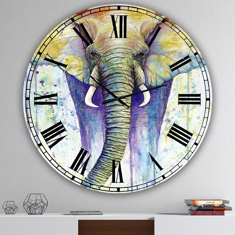 Elephant Colors - Horloge murale surdimensionnée, Moyen