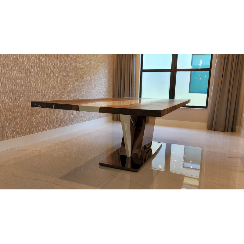 Evandros Walnut Wood Dining Table, 48" W x 120" L