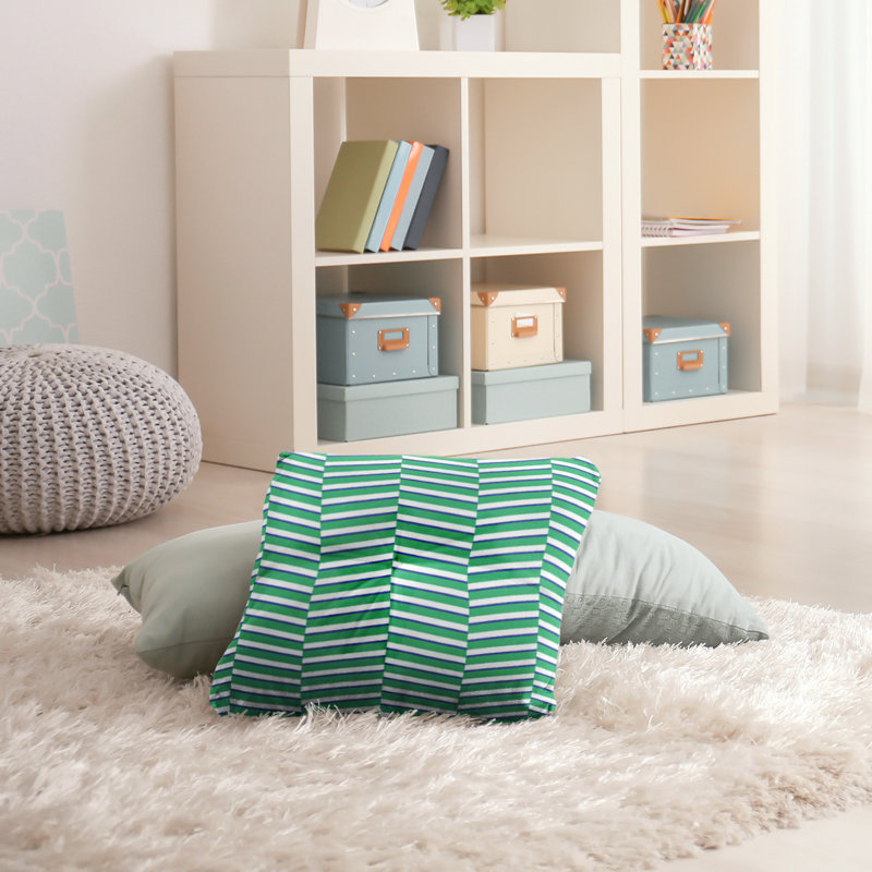 Coussin Rhonda, 26 po x 26 po, Vert / bleu marine