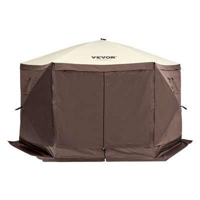 Tente pour abri de jardin Pop Up, abri de soleil avec auvent à 6 côtés avec 6 toiles d'intimité amovibles et fenêtres en filet, tente écran à installation rapide avec moustiquaire