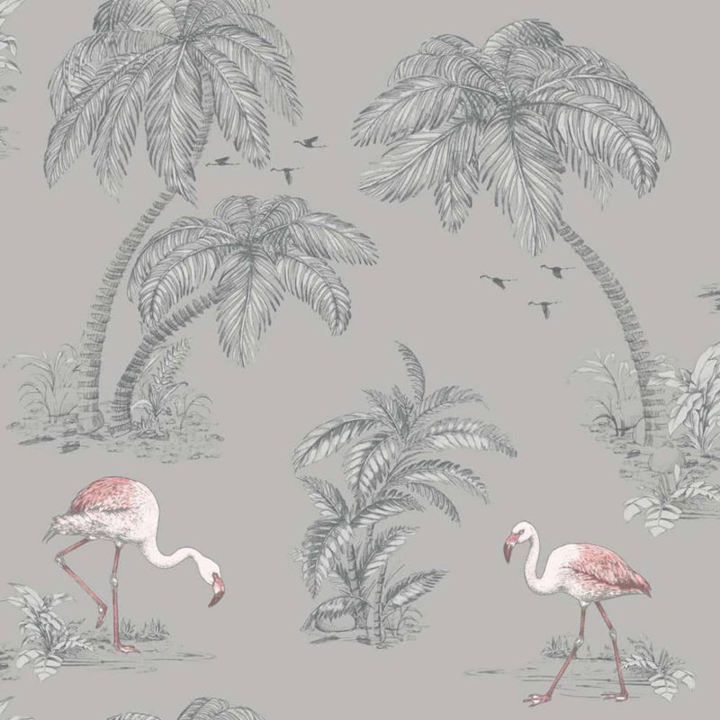 Dutch Wallcoverings Wallpaper Flamingo, Grey