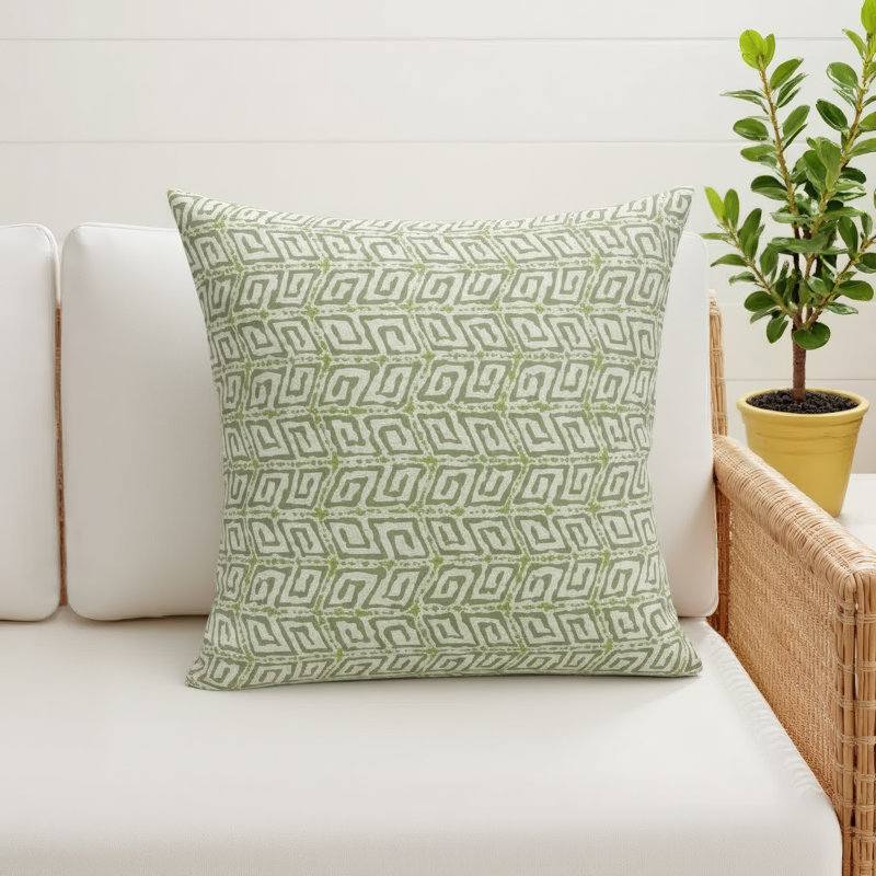 Ludo Liza Pillow Cover & Insert Square in Green/White, 20" x 20"