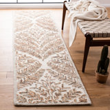 Ikat Handmade Tufted Wool Ivory / Brown Area Rug