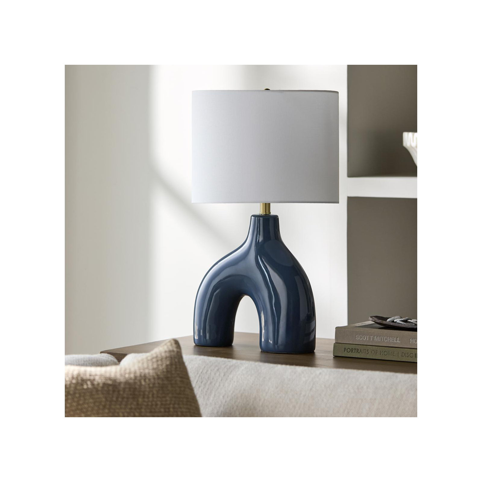 Arlis Ceramic Table Lamp, Dark Blue