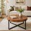 Table basse ronde avec plateau en bois manufacturé