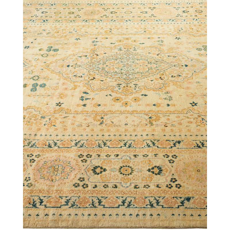 Keenan One-of-a-Kind Hand-Knotted Beige/Green Area Rug 6' x 9'2"