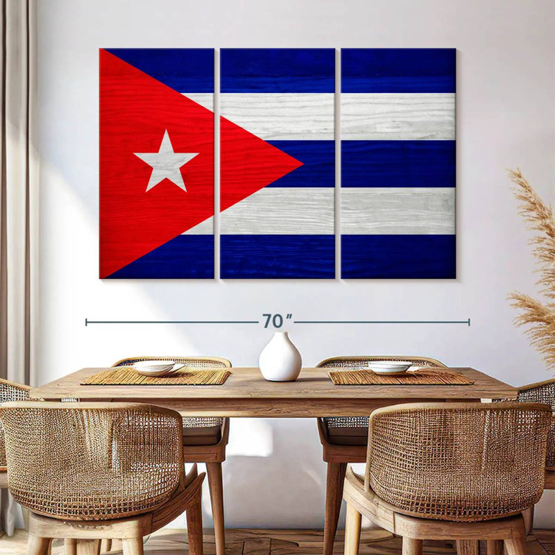 Bois de Borges, drapeau de Cuba, H 32 po x l 50 po