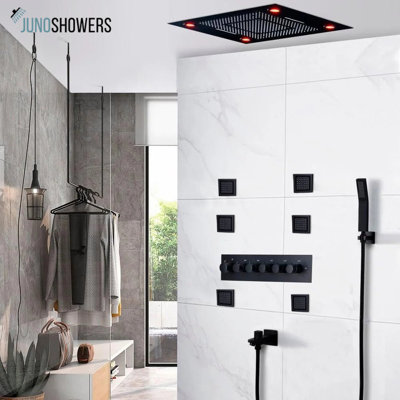 Sleek Stainless Steel Panel with Rain Showerhead, Body Jets, and Easy-Clean Wand