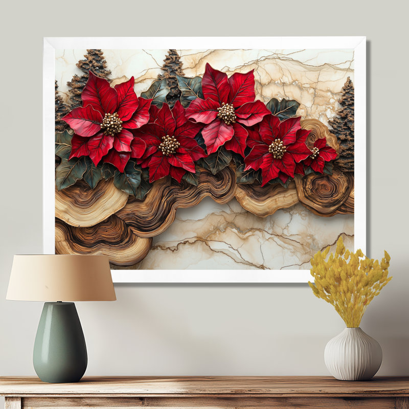 Giray - art mural floral, Cadre simple blanc, H 24 po x l 32 po