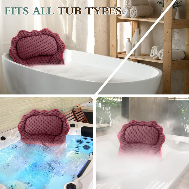 Coussin de baignoire ergonomique de luxe, Rouge foncé