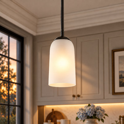 Luminaire suspendu 1 lumière avec abat-jour cylindrique en verre givré