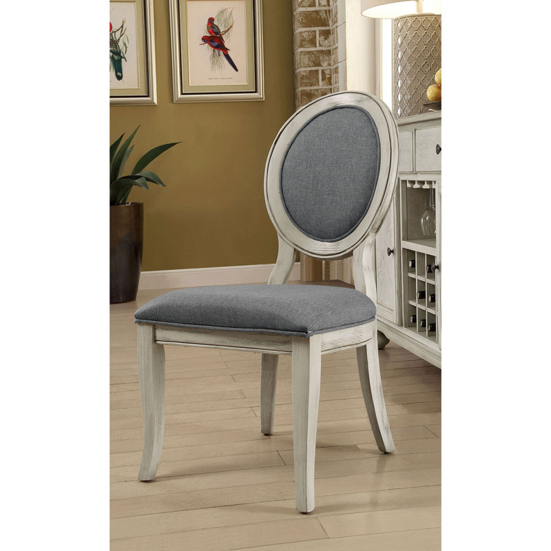 Upholstered Side Chair, Dark Gray, White