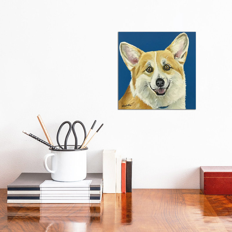 Liz The Corgi by Hippie Hound Studios - Wrapped Canvas Print, 30.48 cm H x 30.48 cm W