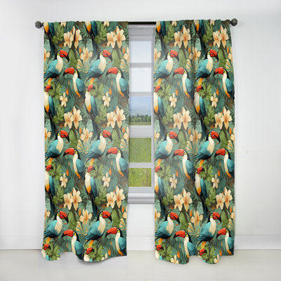 Tropical Toucan - motif tropical I - rideau en velours tropical - obscurcissant - 1 panneau