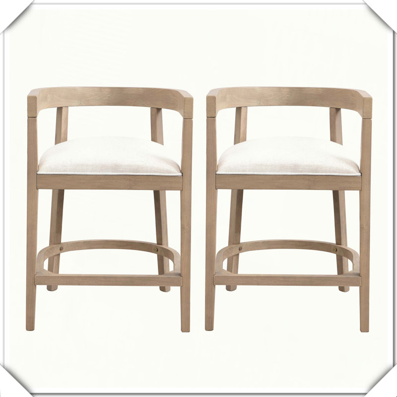 Ensemble de 2 tabourets de comptoir en bois d'hévéa Ensemble pratique, durable, élégant, fonctionnel, compact, Naturel