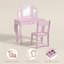 Dressing Table Pink Wooden Set 3Mirror Design with Chair
