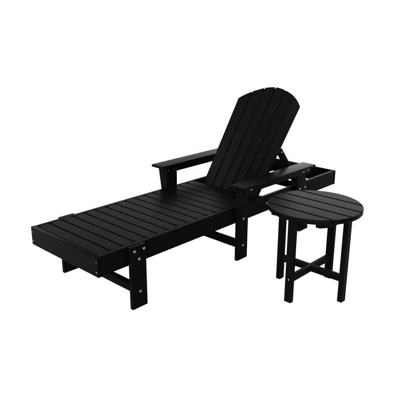 Chaise longue inclinable longue Altura 77,6 po, Noir