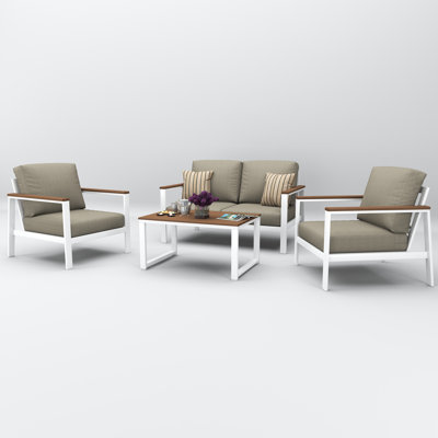 Townsend 4 Person Seating Group With Sunbrella Cushions by Birch Lane