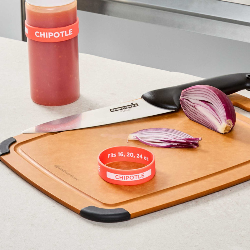  Bande d'identification en silicone pour bouteille à presser en silicone de 1 unité de 2,75 pouces allant au lave-vaisselle, bande rouge anti-dérapante Chipotle