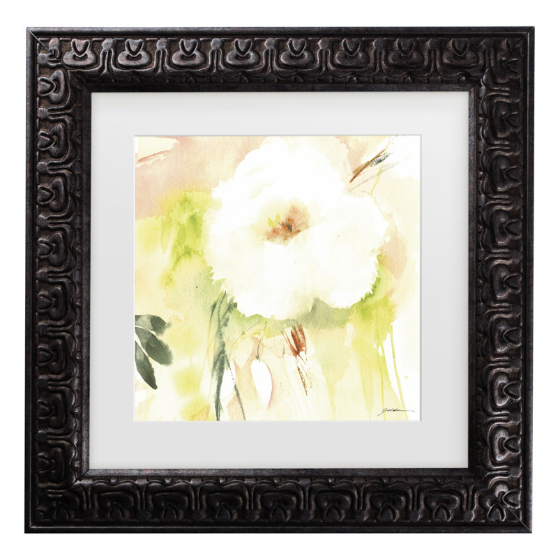 Œuvre encadrée à la bolognaise, fleur blanche 5
