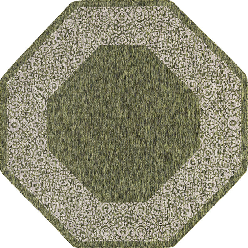 Outdoor Divine Area Rug Forest Color, Octagon 7'10" x 7'10"