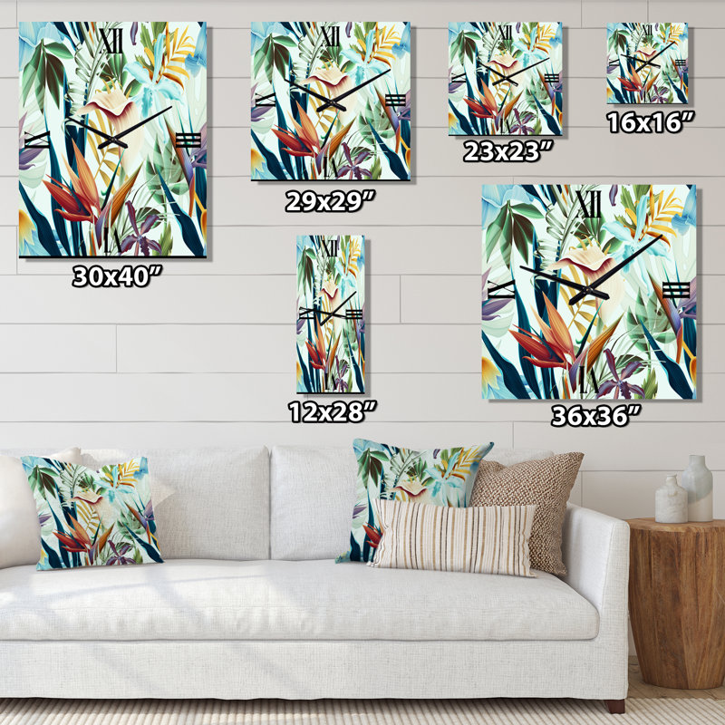 Horloge murale fleurs tropicales I, Grand