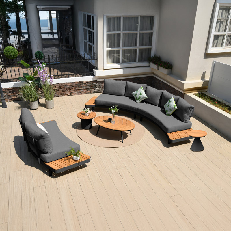 Patio Conversation Set with Cushions, Gray