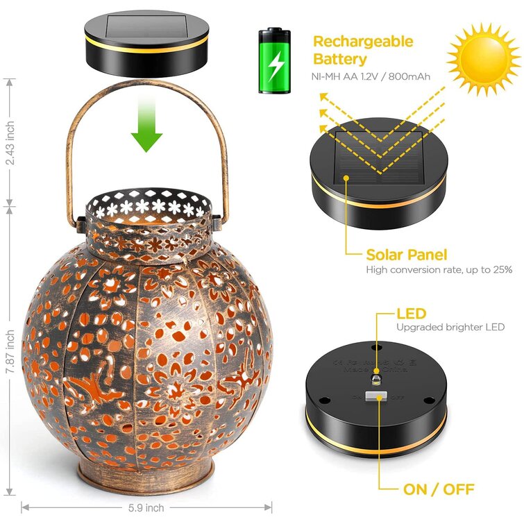 Solar Powered Integrated LED Outdoor Lantern (Set of 2) Kooper