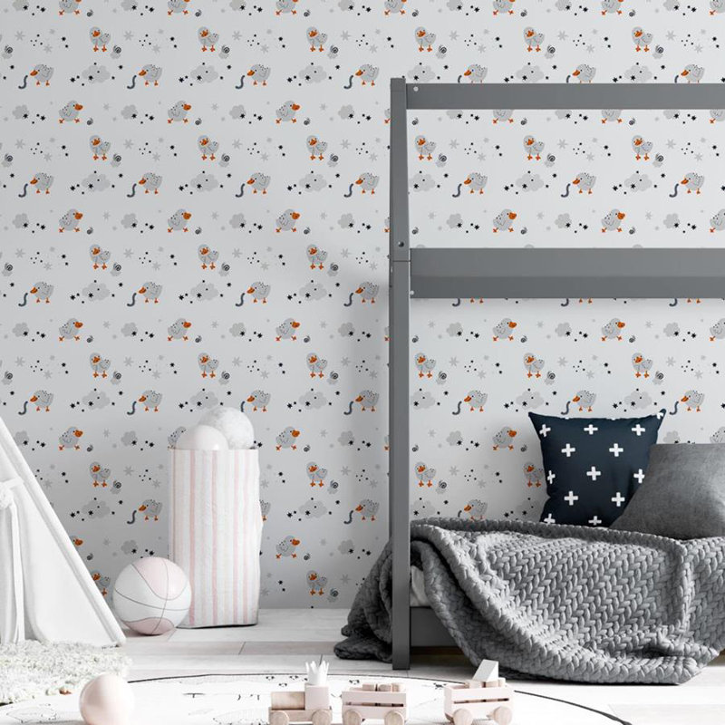 Rouleau de papier peint adhésif Linets Little Ducks Stars and Clouds L 8,5 pi x l 24 po