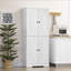 Armoire de cuisine 70,75 "Farmhouse, armoire de rangement haute autoportante avec 4 portes de grange et tablettes réglables pour la salle à manger, blanc