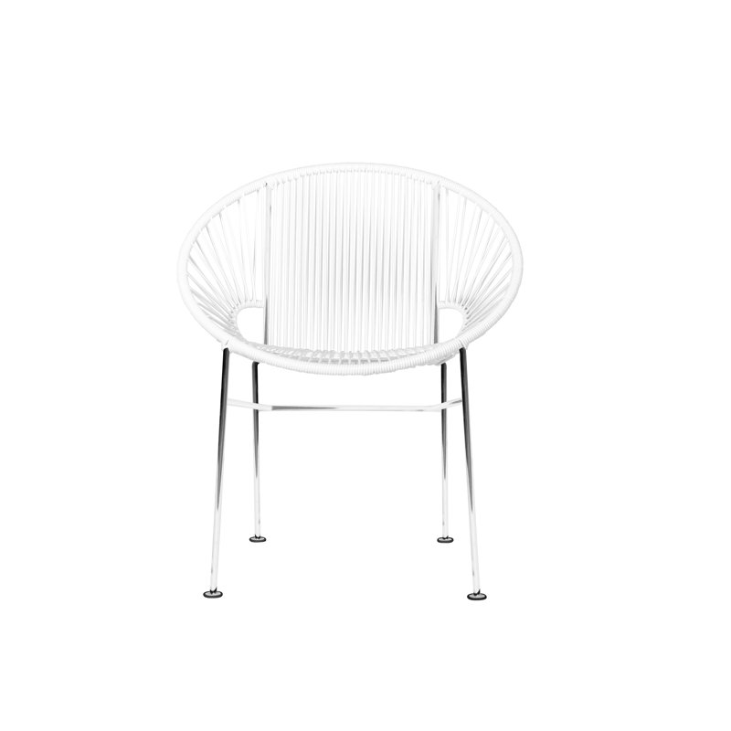 Concha Indoor/Outdoor Handmade Dining Chair, White, Chrome