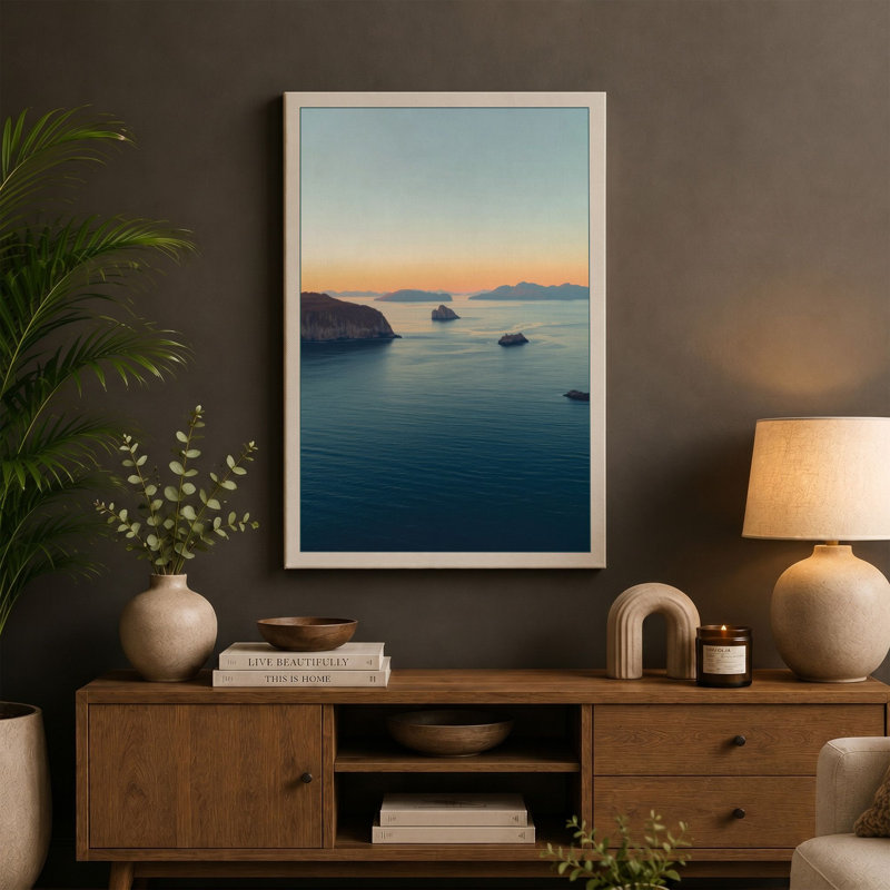 Islands at Daybreak Coastal - Wrapped Canvas, 24x16 - 61.0 x 40.6 cm, Cream Border