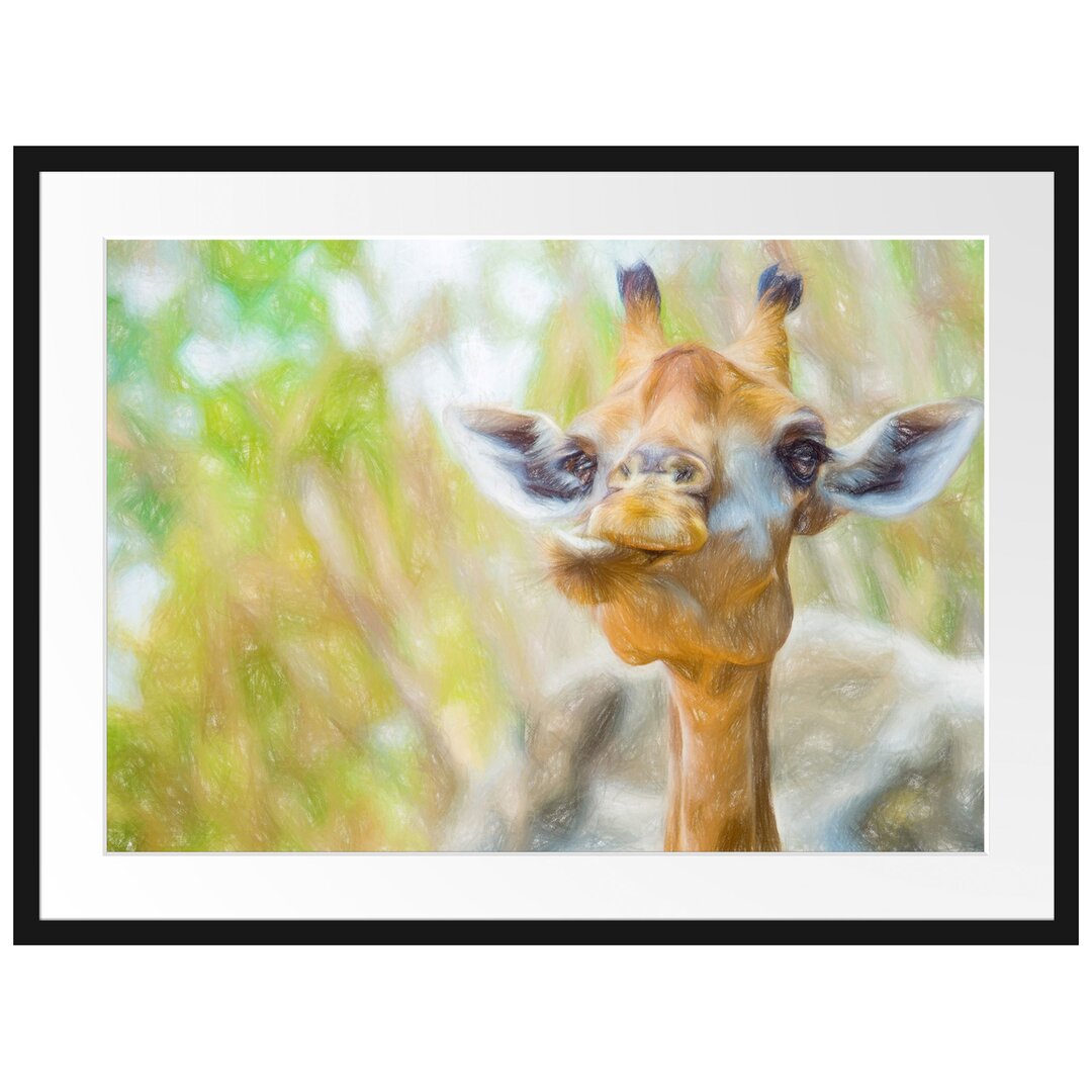 Gerahmtes Poster Giraffe in der Natur