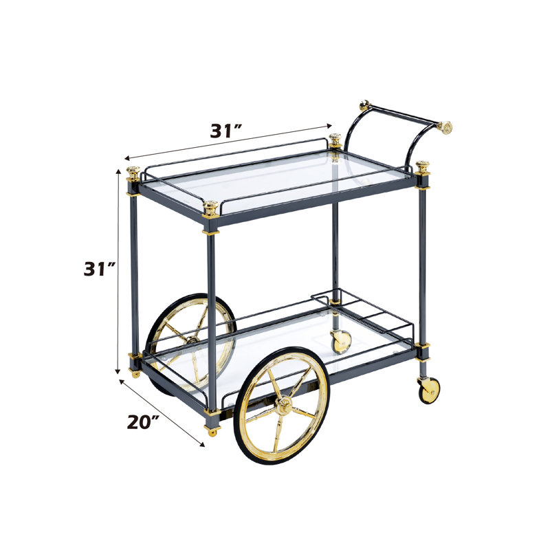 Chariot de service en métal et en verre exquis pour utilisation et présentation élégante
