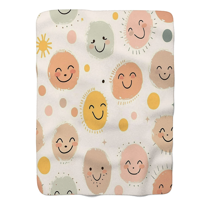 Abstract Abstract Happy Patterns - 1 pièce Sherpa Premium, Grand lit