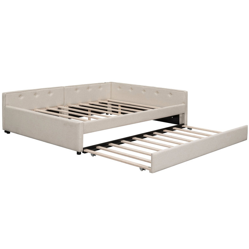 Lit plateforme tapissier avec port USB et gigogne