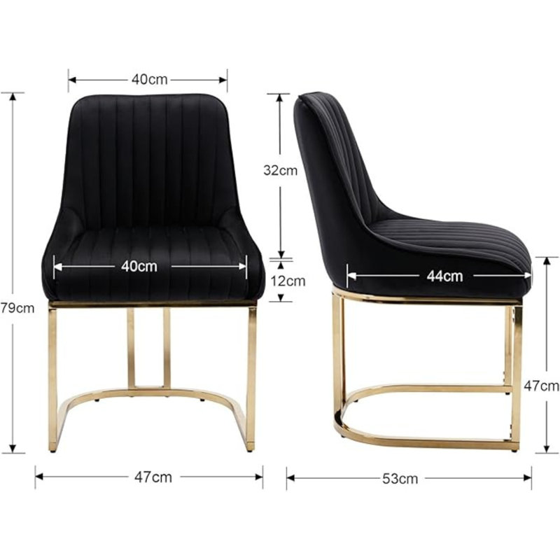 47cm H Velvet Upholstered Metal Accent, Black