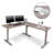 Adjustable Height L-Shaped Writing Desk with Built-In Electrical Outlet