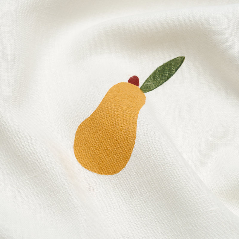 Tissu imprimé Schumacher X Caroline Z Hurley, Vert / ocre / blanc