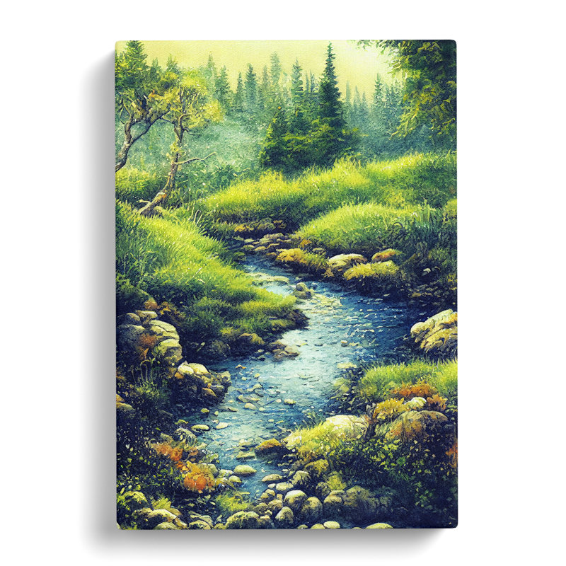 Watercolour Babbling Brook Vol.3 - Wrapped Canvas, 76cm H x 50cm W x 3cm D