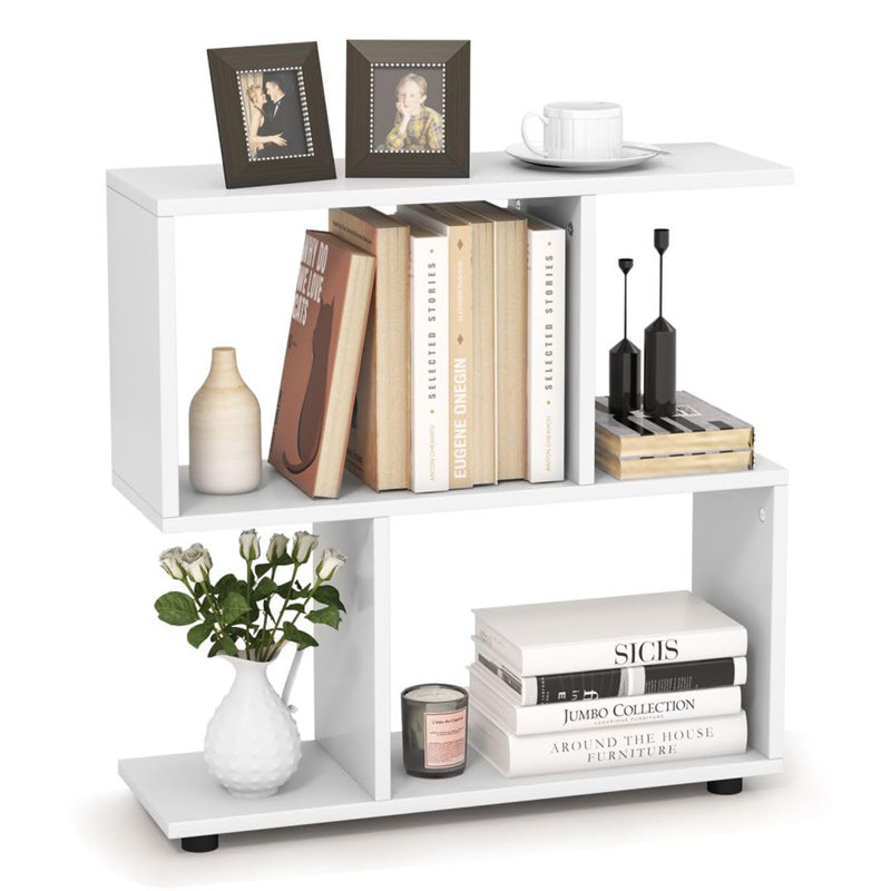 Britteney 60cm H x 60cm W Geometric Bookcase, White