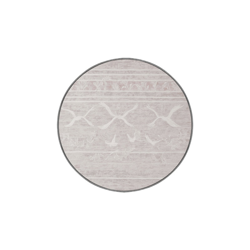 Machine Washable Gray Area Rug, Round 4'